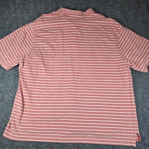 IZOD Men's Striped Polo Shirt 4XL Salmon White Short Sleeve Casual Golf - Picture 7 of 13